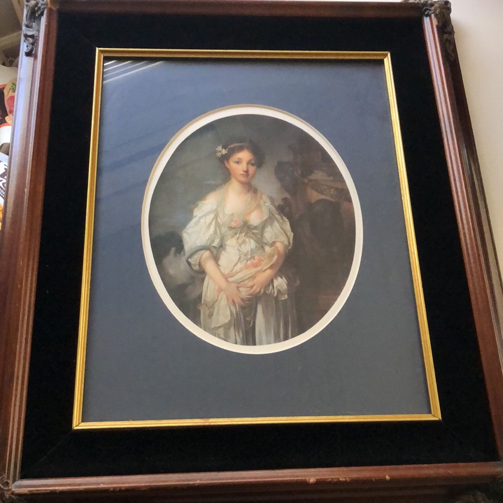 EUC reprint Louvre Art Print with Wooden Frame “The Broken Jug”